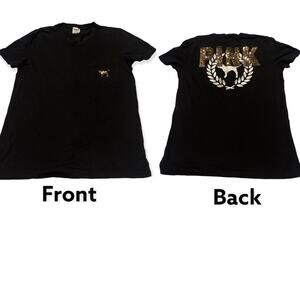 Pink Victoria’s Secert pink black gold bling t shirt small
